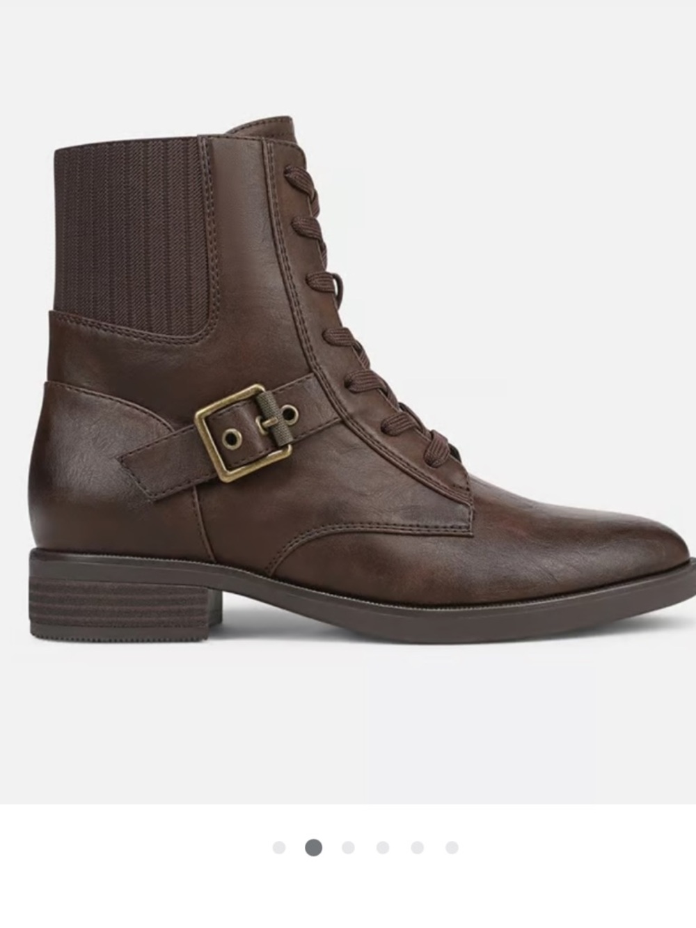 Naturalizer Dark Brown Lace-Up Ankle Boots with Buckle 9 1/2